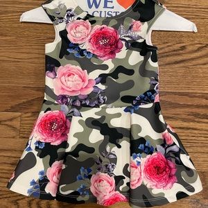 Baby Sara Camo Dress with Crystal Flowers